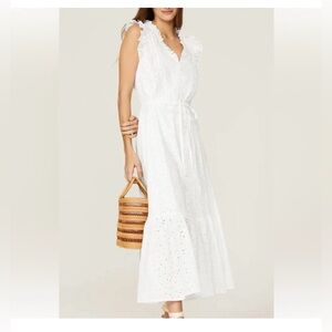 Polo by Ralph Lauren White Sleeveless V-Neck Maxi Dress